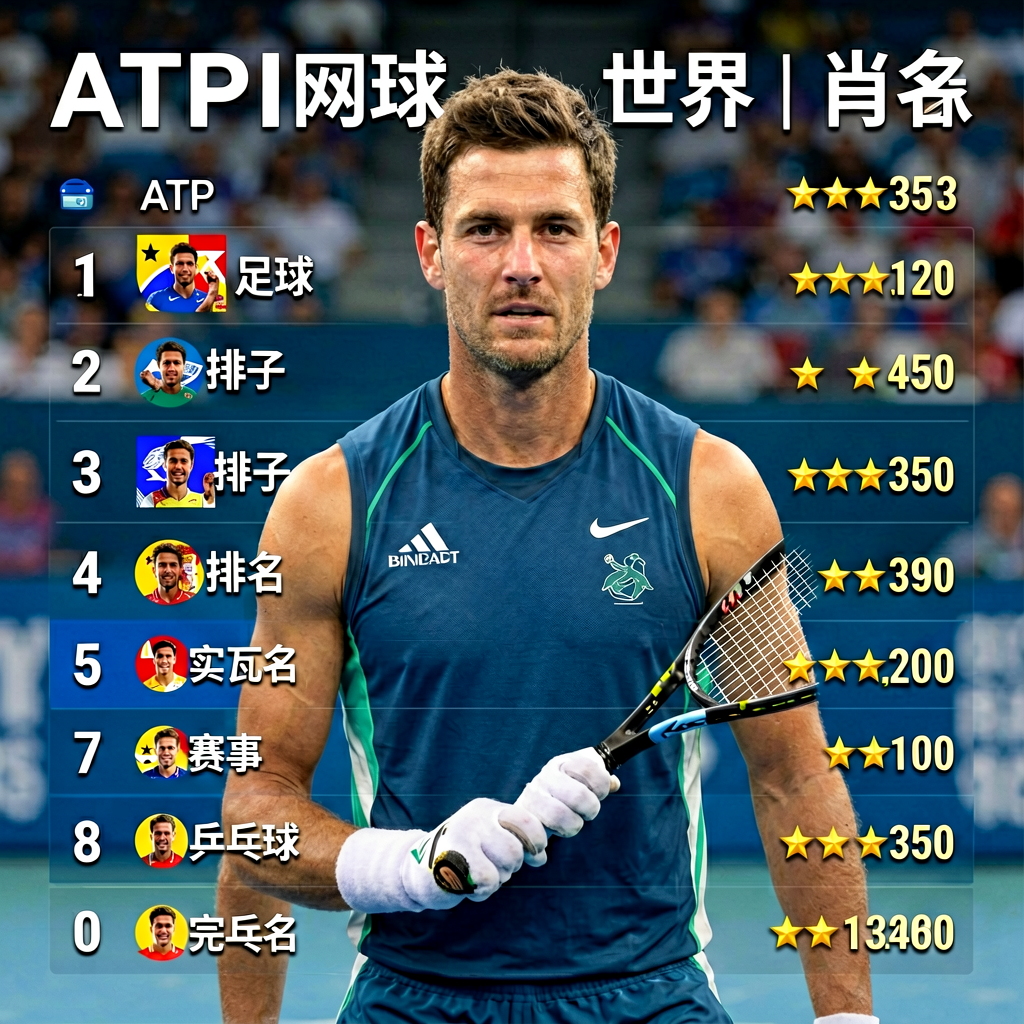 ATP男子网球世界排名第二球员肖像